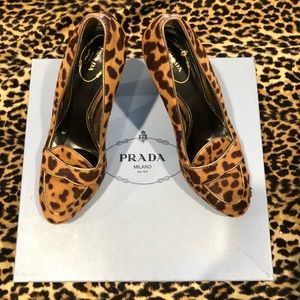 Prada Pony Hair Leopard Pumps